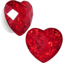 Load image into Gallery viewer, White Acrylic Red Faceted Valentine Heart Saddle Plug Set 2G to 26mm
