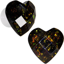 Load image into Gallery viewer, 0G White Acrylic Black Valentine Love Heart Saddle Plug Set
