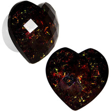 Load image into Gallery viewer, White Acrylic Black Faceted Valentine Love Heart Saddle Plug Set 12mm to 26mm
