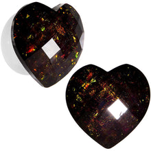 Load image into Gallery viewer, White Acrylic Black Faceted Valentine Love Heart Saddle Plug Set 12mm to 26mm
