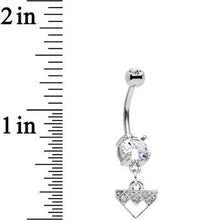 将图片加载到图库查看器，Clear Gem Stainless Steel Triangular Shield Dangle Belly Ring
