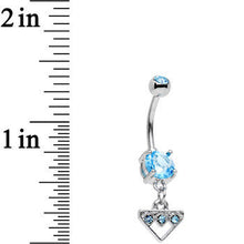 将图片加载到图库查看器，Aqua Gem Stainless Steel Triangular Shield Dangle Belly Ring
