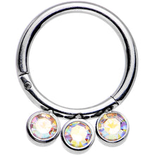 将图片加载到图库查看器，16G 5/16 Aurora Gem Stainless Steel Hinged Segment Ring
