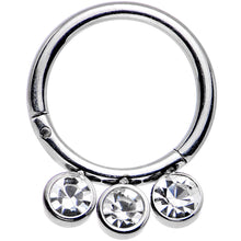 将图片加载到图库查看器，16G 5/16 Clear Gem Stainless Steel Hinged Segment Ring

