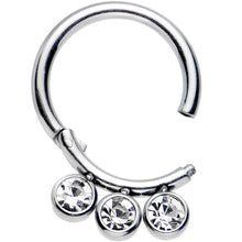 将图片加载到图库查看器，16G 5/16 Clear Gem Stainless Steel Hinged Segment Ring
