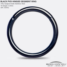 将图片加载到图库查看器，16G 3/8 Black PVD Hinged Segment Ring
