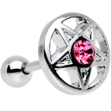 Load image into Gallery viewer, 16G 5/16 Pink Gem Pentacle Star Cartilage Earring
