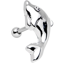 Load image into Gallery viewer, 16G 1/4 Clear Gem Dolphin Left Cartilage Earring
