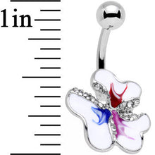 Load image into Gallery viewer, Clear Gem Melting Pigment White Flower Belly Ring
