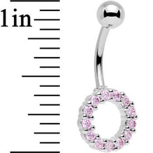 Load image into Gallery viewer, Pink Gem Stainless Steel Hollow Circle Belly Ring
