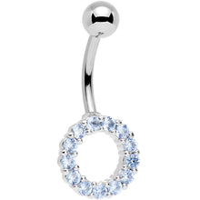 将图片加载到图库查看器，Aqua Gem Stainless Steel Hollow Circle Belly Ring
