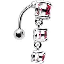 将图片加载到图库查看器，Pink Gem Trio Top Mount Dangle Belly Ring
