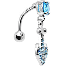 将图片加载到图库查看器，Aqua Gem Paved Set My Sails Anchor Top Mount Dangle Belly Ring
