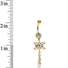 将图片加载到图库查看器，Clear CZ Gem Gold Anodized Dragonfly Inspired Dangle Belly Ring
