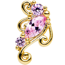 Load image into Gallery viewer, 16G 1/4 Pink CZ Gold Anodized Swirl Left Cartilage Earring
