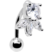 将图片加载到图库查看器，Clear Gem Flip Flower Top Mount Belly Ring
