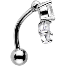 将图片加载到图库查看器，Clear Gem Flip Flower Top Mount Belly Ring
