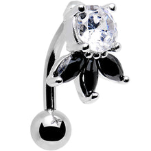 将图片加载到图库查看器，Clear Black Gem Flip Flower Reversible Top Belly Ring
