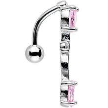 将图片加载到图库查看器，Pink Gem Really Reversible Double Mount Belly Ring
