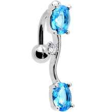 将图片加载到图库查看器，Aqua Gem Reversible Top Mount Belly Ring
