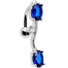 将图片加载到图库查看器，Navy Blue Gem Double Drop Reversible Top Mount Belly Ring
