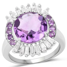 Load image into Gallery viewer, 5.20 Carat Genuine Amethyst and White Topaz .925 Sterling Silver Ring
