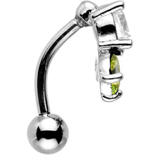 Load image into Gallery viewer, Green and Clear Gem Pretty Petals Flower Top Mount Belly Ring
