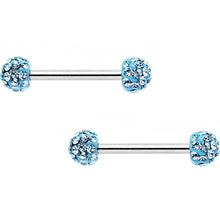 Load image into Gallery viewer, 14G 9/16 Aqua Ferido Ball Ends Barbell Nipple Ring Set
