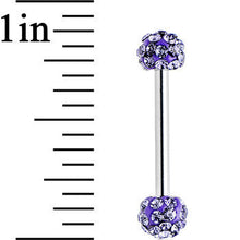Load image into Gallery viewer, 14G 9/16 Purple Ferido Purple Ball Ends Nipple Barbell Set
