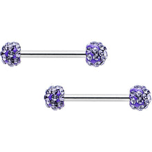 Load image into Gallery viewer, 14G 9/16 Purple Ferido Purple Ball Ends Nipple Barbell Set

