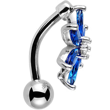 将图片加载到图库查看器，Blue Gem Lily Flower Top Mount Dangle Belly Ring
