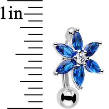 将图片加载到图库查看器，Blue Gem Lily Flower Top Mount Dangle Belly Ring
