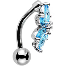 Load image into Gallery viewer, Aqua Gem Lily Flower Top Mount Dangle Belly Ring
