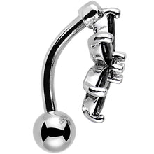 将图片加载到图库查看器，Black Gem Lily Flower Top Mount Dangle Belly Ring

