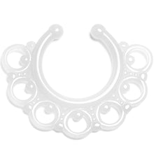 Load image into Gallery viewer, White Acrylic Tribal Blossom Glow in the Dark Clip On Fake Septum Ring
