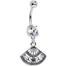 将图片加载到图库查看器，Clear Gem Fancy Fan Dangle Belly Ring Created with Crystals

