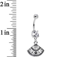 将图片加载到图库查看器，Clear Gem Fancy Fan Dangle Belly Ring Created with Crystals
