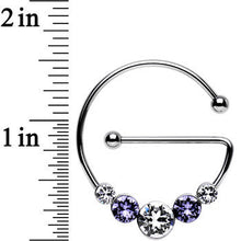 Load image into Gallery viewer, Purple and Clear Universal Nipple Ring Set Created with Crystals
