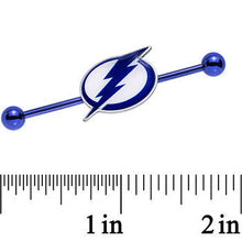 Load image into Gallery viewer, Licensed Blue Anodized NHL Tampa Bay Lightning Industrial Barbell 38mm

