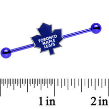Load image into Gallery viewer, Licensed Blue Anodized NHL Toronto Maple Leaf Industrial Barbell 38mm
