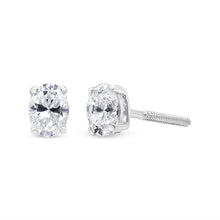 Load image into Gallery viewer, 14K White Gold 1.00 Cttw Lab Grown Oval Solitaire Diamond Stud Earrings (F-G Color, VS2-SI1 Clarity)
