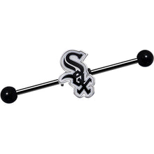 Load image into Gallery viewer, Licensed MLB Black Anodized Chicago White Sox Industrial Barbell 38mm
