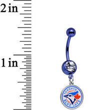 将图片加载到图库查看器，Licensed MLB Clear Gem Blue Anodized Toronto Blue Jays Belly Ring
