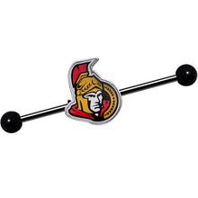 将图片加载到图库查看器，Licensed NHL Black Anodized Ottawa Senators Industrial Barbell 38mm
