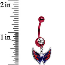 将图片加载到图库查看器，Licensed NHL Clear Gem Red Anodized Washington Capitals Belly Ring
