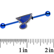 Load image into Gallery viewer, Licensed NHL Blue Anodized St Louis Blues Industrial Barbell 38mm
