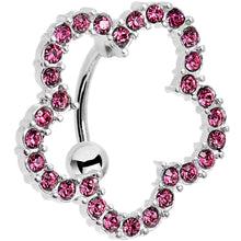 Load image into Gallery viewer, Pink Gem Stainless Steel Cutout Zinnia Flower Top Mount Belly Ring
