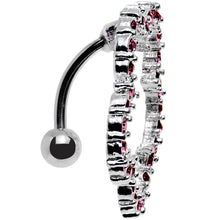 Load image into Gallery viewer, Pink Gem Stainless Steel Cutout Zinnia Flower Top Mount Belly Ring

