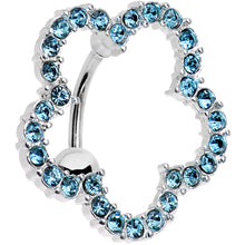 Load image into Gallery viewer, Aqua Gem Stainless Steel Cutout Zinnia Flower Top Mount Belly Ring
