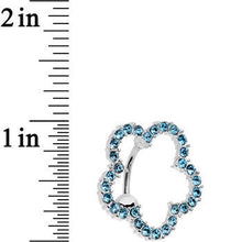 Load image into Gallery viewer, Aqua Gem Stainless Steel Cutout Zinnia Flower Top Mount Belly Ring
